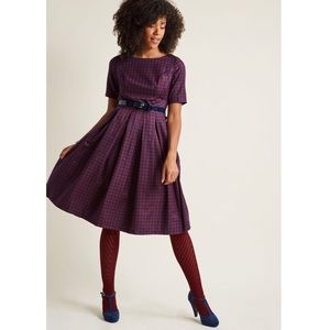MODCLOTH Belted Boat Neck A-Line Dress